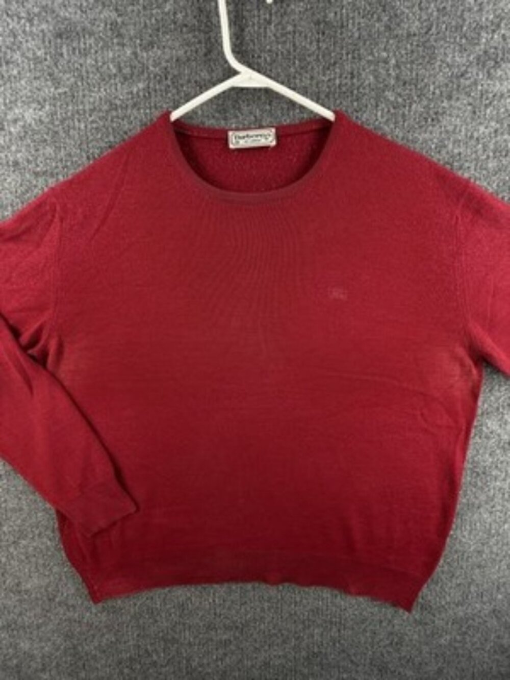 Burberry London Logo Crew Neck Pullover Long Sleeve Red 50 Knit Sweater Men
